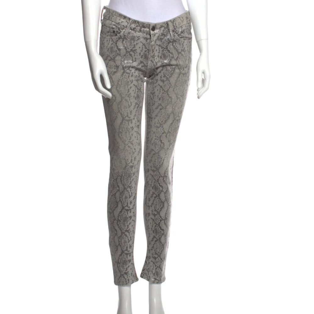 Mother Snakeskin Print Skinny Jeans‎ Women's Fashion Pants Metallic Sparkle